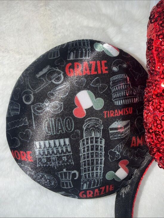 Disney Sequin Bow Minnie Ears Headband - Red & Black main image 8
